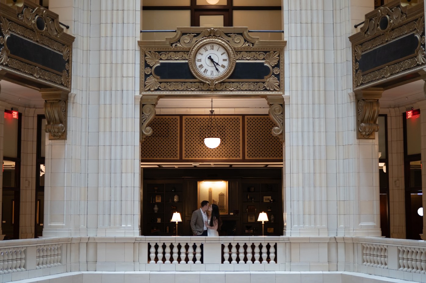 Wedding Portrait in the Station Hall — Before editing