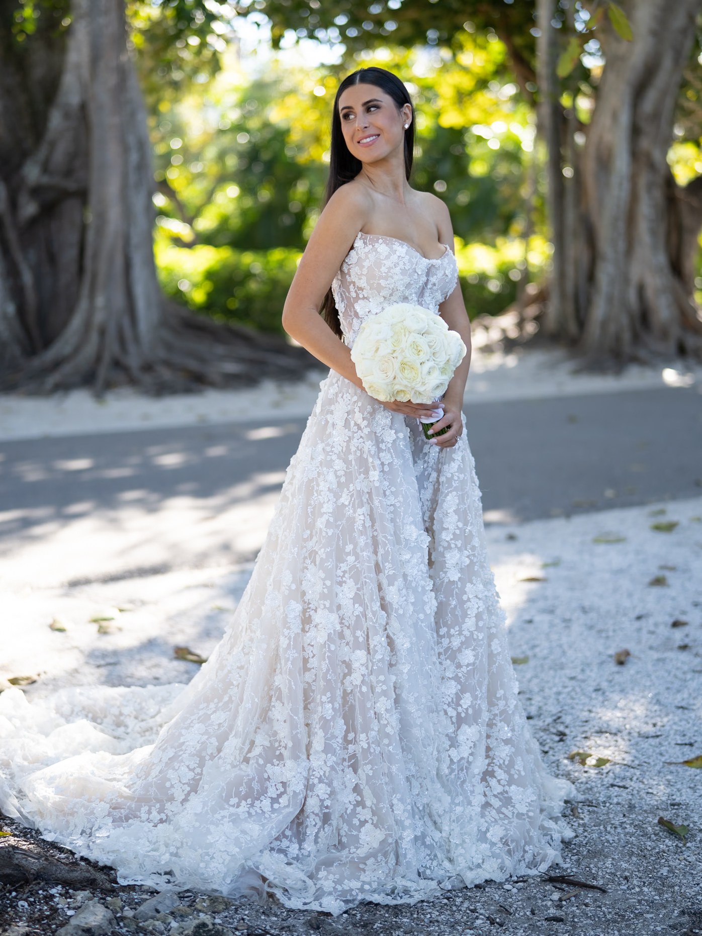 Bridal Portrait Beneath the Trees — Before editing