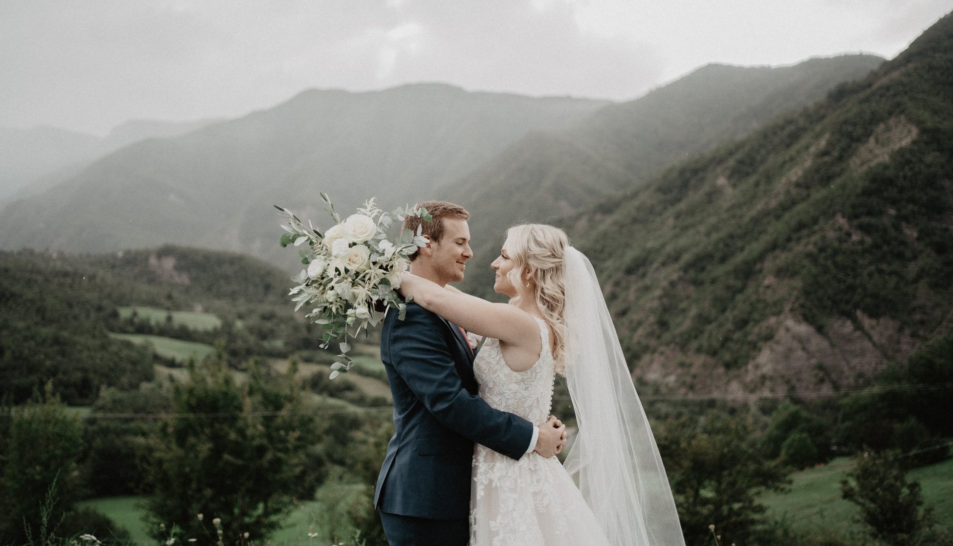 Mediterranean bridal portrait in olive grove, graded by InPix.Me