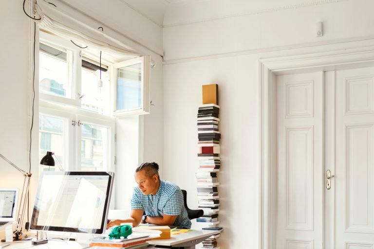 editor working in office