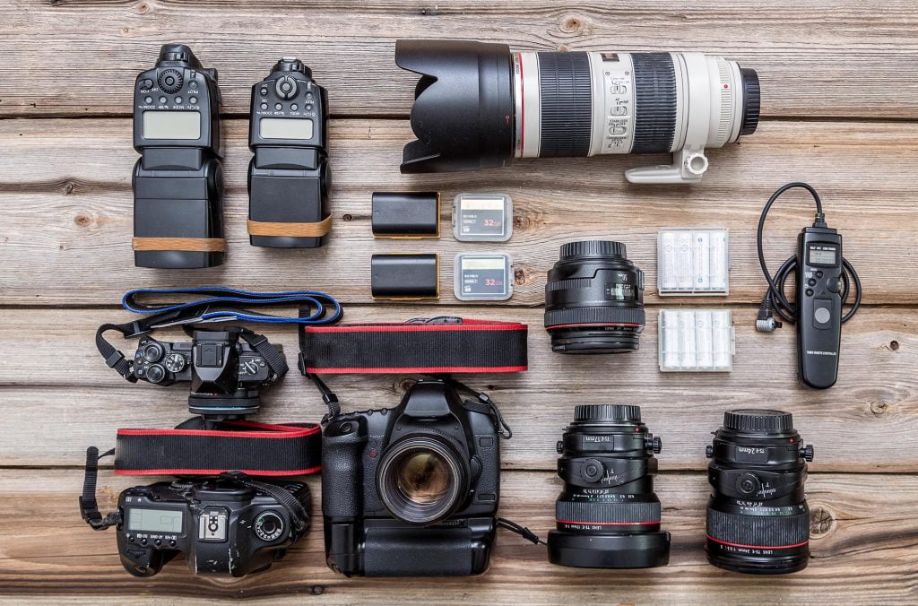Photographic equipment on an old board